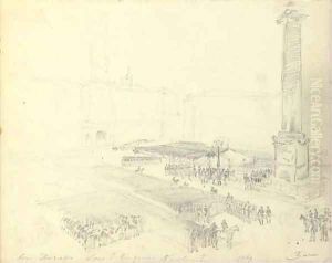 An album of twenty eight studies of an Imperial review of the Russian Army, with studies of the Tsar, the Imperial family and Court and of soldiers by Mihaly von Zichy