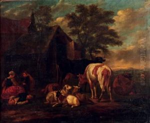 Paysans Et Animaux by Pieter van Bloemen