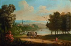 Weite Landschaft Mit Fuhrwerk