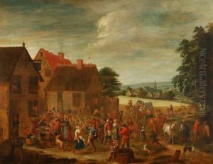 Village Scene With Peasants Merry Making Village Scene With Peasants Merry Making