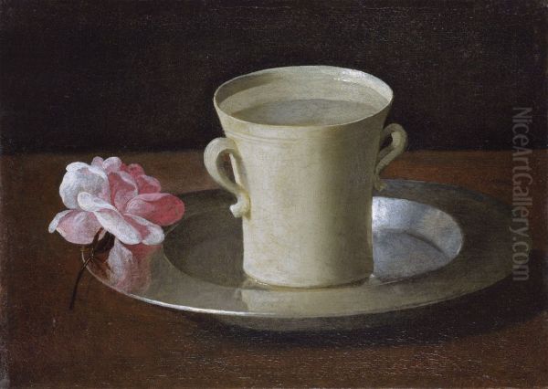 Cup of Water and a Rose on a Silver Plate c. 1630 - view 1
