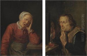 An Old Woman Asleep; And A Man Combing His Beard An Old Woman Asleep; And A Man Combing His Beard