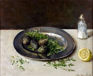 Stilleven Met Kievitseieren Met Waterkers by Lucie Van Dam Van Isselt