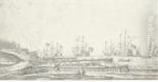 A Fort On The Dutch Coast Near Den Helder, With A Fleet Off-shore - view 1