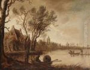 Hollands Rivierlandschap by Anthony Jansz. Van Der Croos
