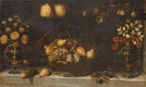 Panier De Fruits Et Vases De Fleurs by Juan Van Der Hamen Y Leon