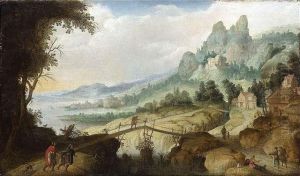 Weite Gebirgslandschaft Mit Zwei by Claes Dircksz. Van Der Heck