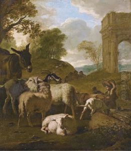 Pastorale De Moutons Avec Un Ne, Pastorale De Moutons Avec Une Vache by Jan Vermeer Van Delft