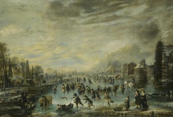 Winter Landscape With Skaters - view 1