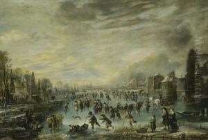 Winter Landscape With Skaters by Aert van der Neer