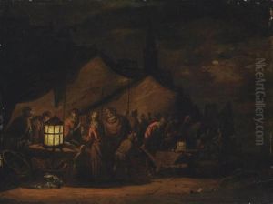 A Fishmarket On A Quay Side Signed 'a Van Der Poel' by Adriaen Lievensz van der Poel