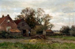 Boerenerf Met Werkende Boer by Chris Van Der Windt