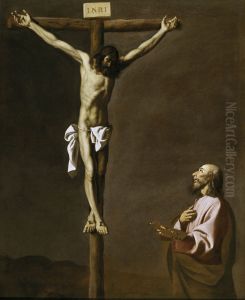 Saint Luke as a Painter before Christ on the Cross c. 1660