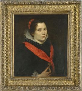 Ritratto Di Dama Con Nastro Di Seta Rossa E Croce