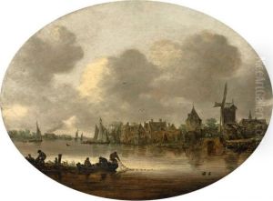 Flusslandschaft Mit Windmuhle