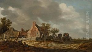 Landschaft Mit Zwei Bauernfuhrwerken by Jan van Goyen