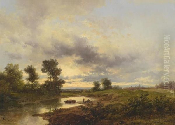 River Landscape In The Evening Light - view 1
