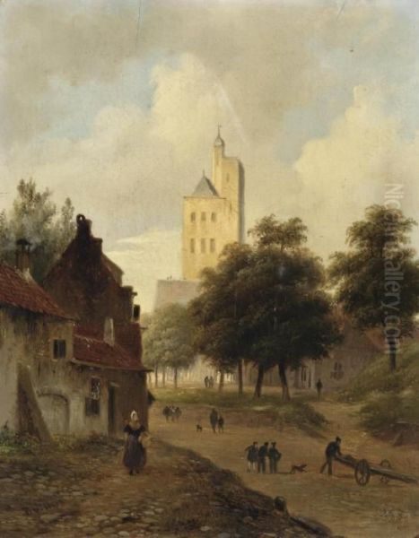Daily Activities In A Dutch Town, A Tower Beyond - view 1