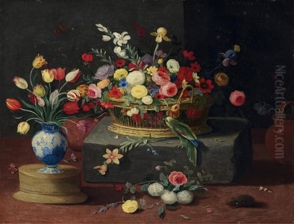 Blumenstillleben Mit Korb - view 1