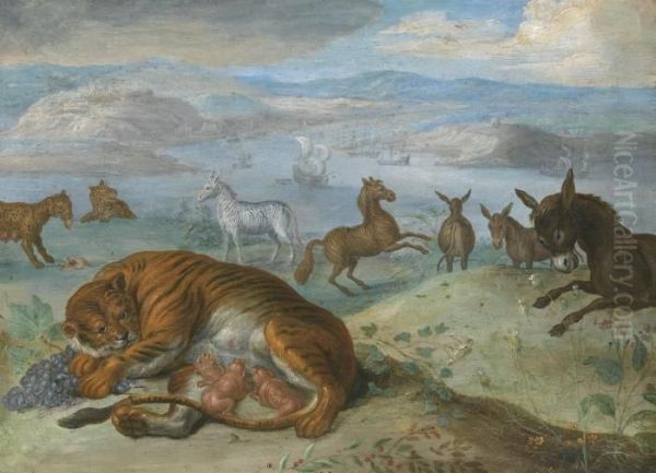 Bears, Horses And Antelope In A Landscape - view 1