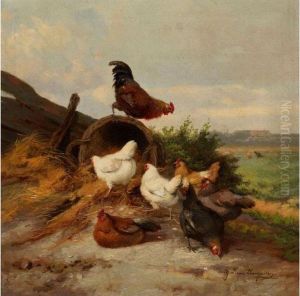 Der Hahn Auf Dem Korb by Jean-Baptiste Van Leemputten