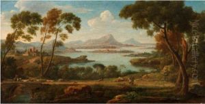 Sudliche Ideallandschaft Mit Blick Auf Einen See