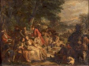 La Halte De Chasse by Carle van Loo
