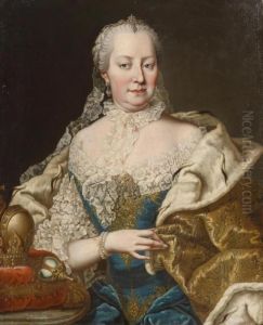 Portrait Of Empress Maria Theresa by Ircle Of Martin Van Mytens