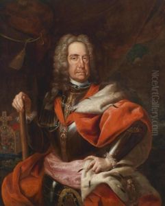 Portrait Of Emperor Charles Vi As Military Commander by Ircle Of Martin Van Mytens
