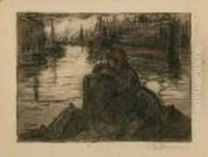 Zakkennaaister In De Antwerpse Haven by Eugeen Van Mieghem