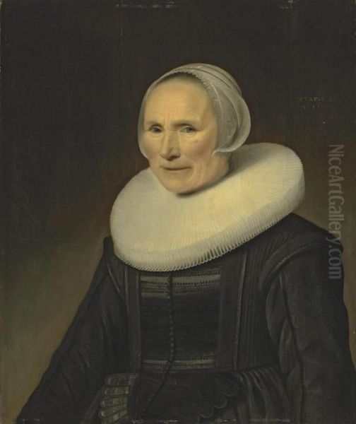 Portrait Of An Old Woman, Half-length, In A Black Dress, A Ruff And A Lace Headdress - view 1