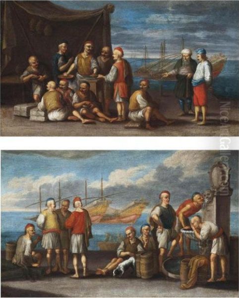Barbary Corsairs At Rest, An
Anchored Ship Beyond; And Barbary Corsairs Conversing By A Fountain - view 1