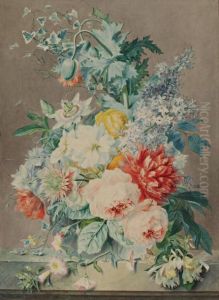 Bouquet De Fleurs Sur Un Entablement by Georgius Jacobus J. Van Os