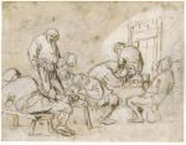 Eight Peasants In An Inn - view 1