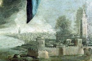 Detail of a town from The Immaculate Conception