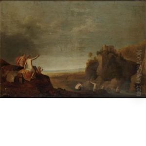 Diana And Her Nymphs Bathing In A
River, With Actaeon Pursued By His Dogs In The Distance by Cornelis Van Poelenburch