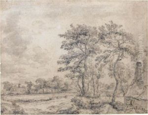 Wooded Landscape With Cottages by Jacob Van Ruisdael