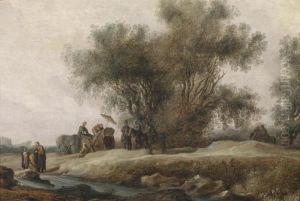 (naarden Aftea Wooded River Landscape With The Baptism Of The Eunuch