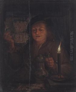 St. Anthony Seated Reading At A Table by Godfried Schalcken