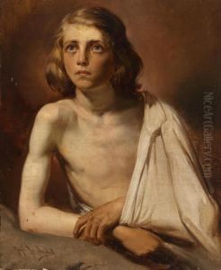 Portrait Of A Boy With White Shirt Over Shoulder by Joseph Van Severdonck