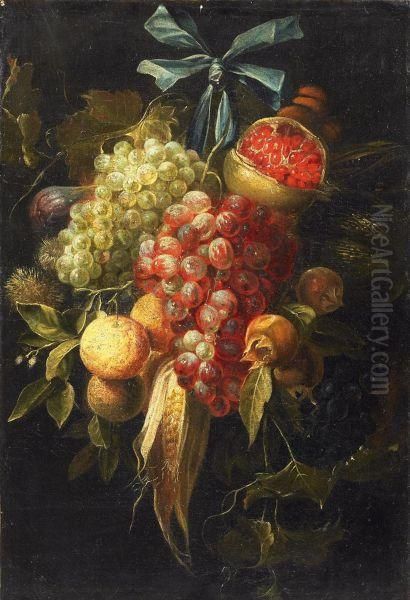 Fruit Still Life With Grapes And Pomegranates - view 1