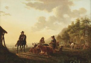 Herdsmen And Their Cattle By An Encampment
