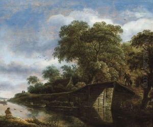 Paysage Avec Pont Et Riviere by Roelof van Vries