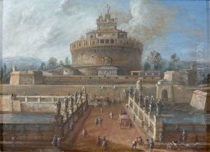 Vue Du Pont Et Du Chateau Saint Ange, Rome