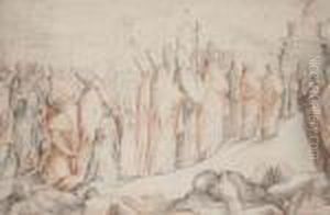 Saint Gregory The Great Staying 
The Plague By Leading A Religious Procession To The Castel Sant' Angelo,
 Rome With Inscription 'vanni' And With Further Inscriptions 
'giovapaulo Pelani', 'vanius' And 'monte Tane [?] Pacieno E Capucini 
Nero Tonaca B by Francesco Vanni