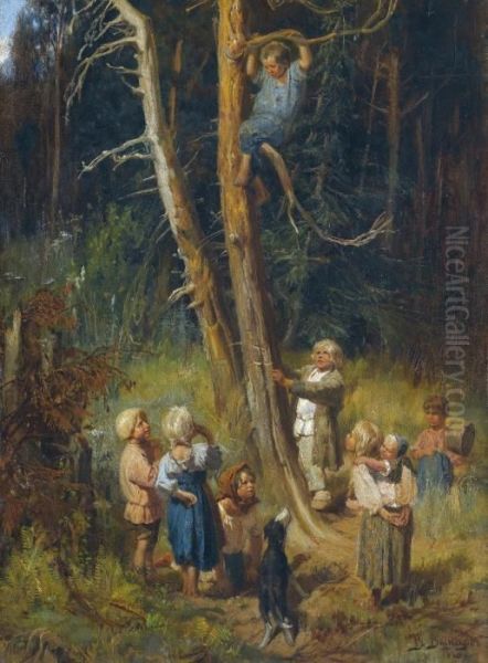 Children Raiding Nests In The Forest - view 1
