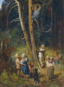 Children Raiding Nests In The Forest