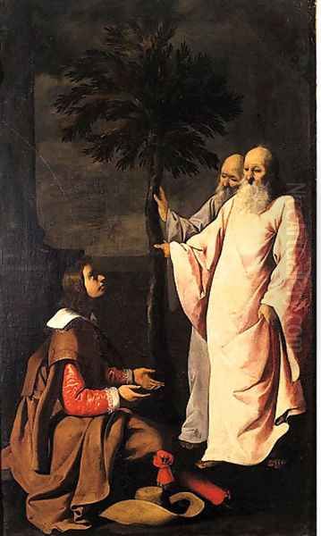 A young Gentleman kneeling before two elders - view 1