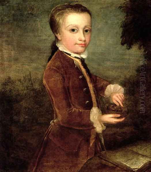 Portrait of Wolfgang Amadeus Mozart (1756-91) aged eight, holding a bird's nest - view 1