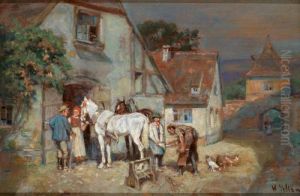 Blick Auf Hufschmiede In Einem Schwabischen Dorf by Wilhelm Velten